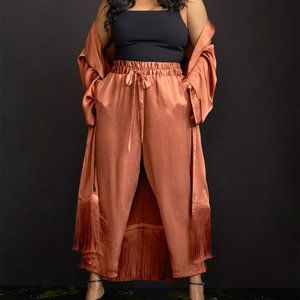 Satin Duster with Fringe Detail ( No Belt)